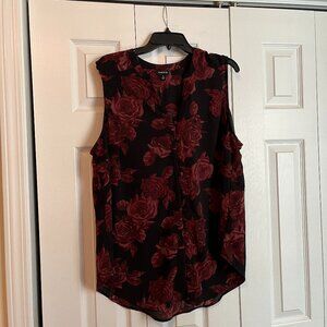 Torrid Black and Red Floral Blouse